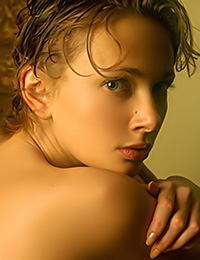 Olya has just gotten out of the shower